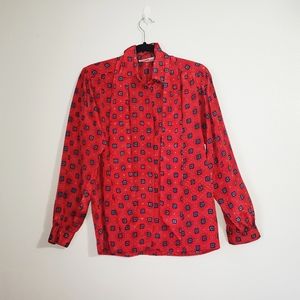 Alfred Dunner Vintage Red Button Down Blouse